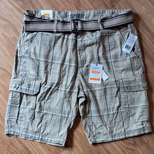 Tan Cargo Shorts with Belt and Relaxed Fit